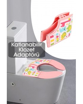 Katlanır Çocuk Klozet Adaptörü - Pembe