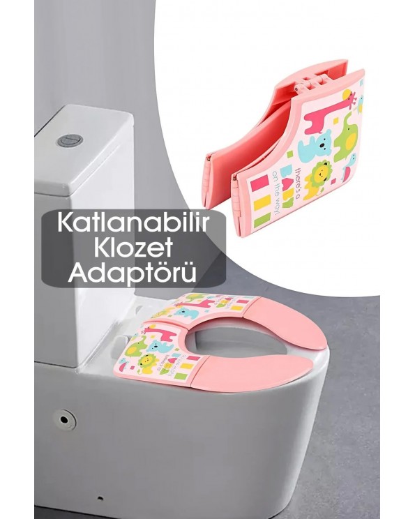 Katlanır Çocuk Klozet Adaptörü - Pembe